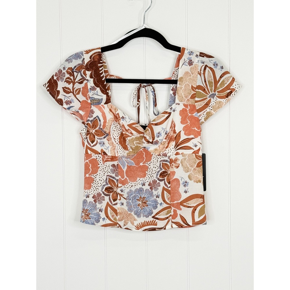 BCX Floral Smocked Back NWT Juniors XS Multicolor Boho Summer Top